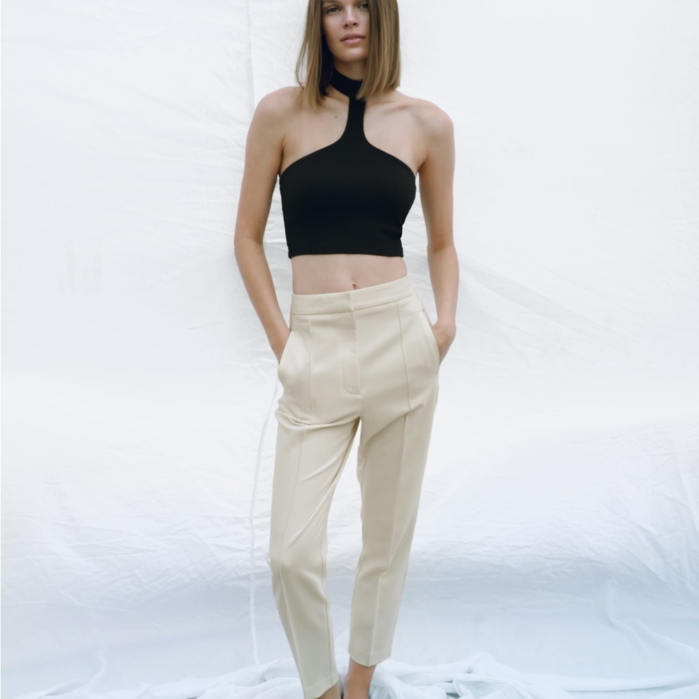 NWT ZARA HIGH-WAISTED PANTS - Picture 3 of 6